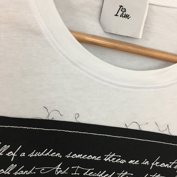 Janis Joplin Raw Edge Appliqué Graphic T-shirt White Black Rare - Picture 4 of 8